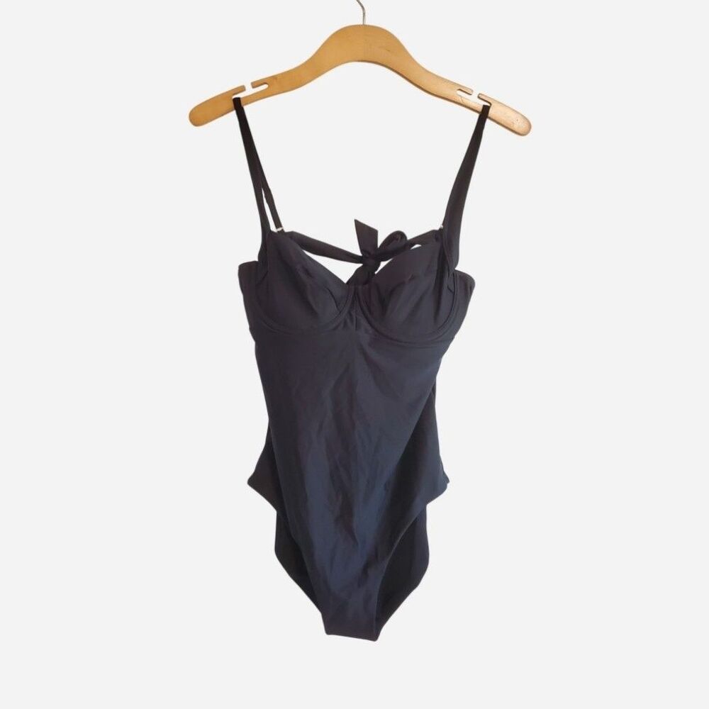 Quince Italian Underwire One Piece Swimsuit Black Size M Beach Resort Vacation - Picture 2 of 10